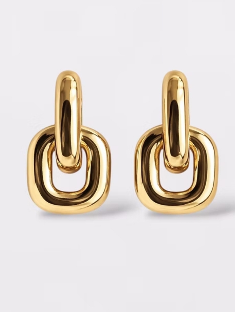 Detachable oval chunky earrings; sleek & mod; hollow dangle; .91"L x .63"W; nwot